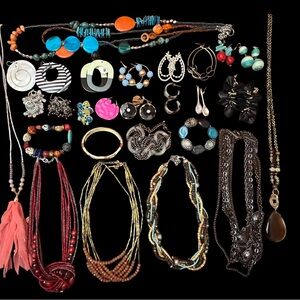 Stylish Large Mixed Jewelry Bundle- Necklaces, Bracelets and Earrings (26 items)